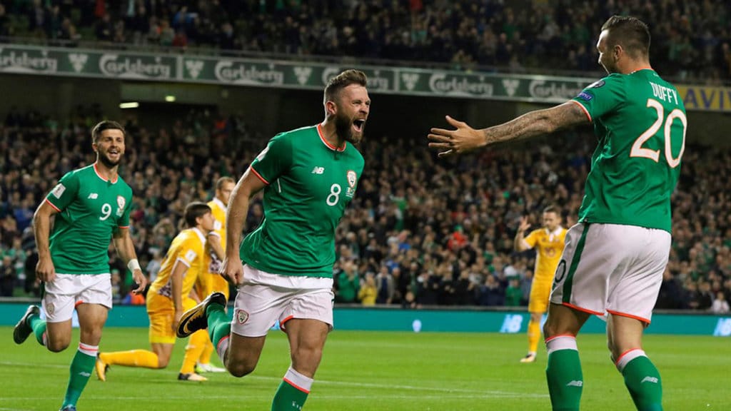 Striker Republik Irlandia Daryl Murphy 6 Oktober 2017. AFP/Paul IMITH timnas Irlandia