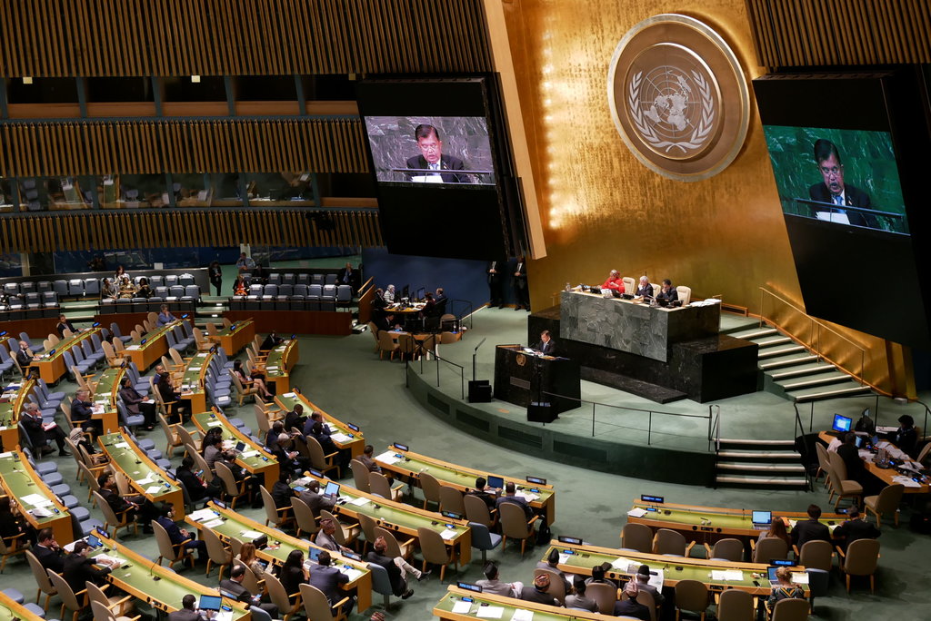 Wakil Presiden Jusuf Kalla menyampaikan pernyataan Indonesia di sesi Debat Umum Sidang Majelis Umum PBB ke-73 di Markas Besar PBB, New York, Kamis (27/9/2018). ANTARA FOTO/Aditya E.S.Wicaksono/foc/18. WAPRES DI SIDANG MAJELIS UMUM PBB