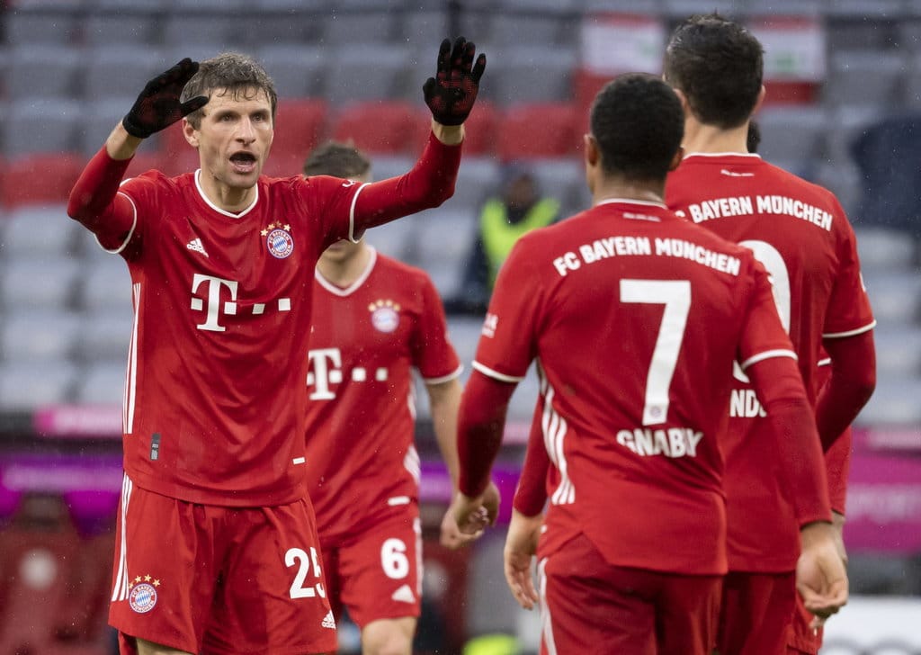 Thomas Mueller dari Bayern Munchen. (Sven Hoppe / dpa via AP) Bayern Munich