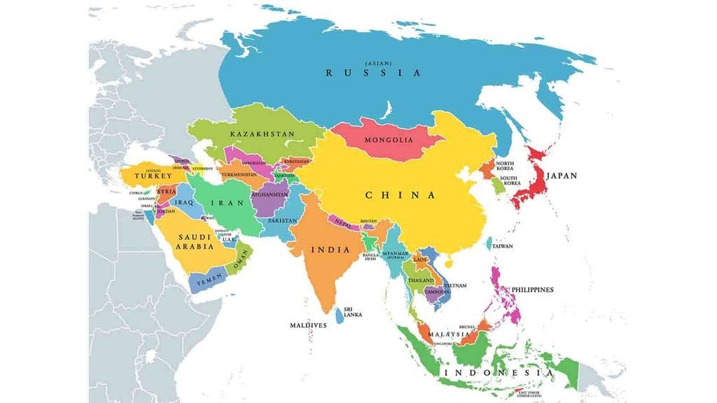 Peta Benua Asia. FOTO/iStockphoto Peta Benua Asia