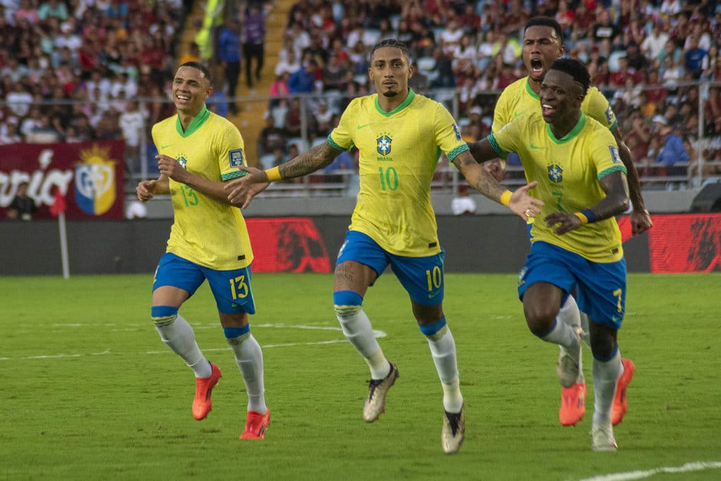Para pemain Timnas Brasil. (Foto oleh Jonathan Lanza/NurPhoto)NO USE FRANCE timnas Brasil
