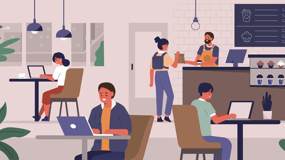 Ilustrasi Kerja dari Kafe. foto/istockphoto Ilustrasi Kerja Dari Kafe