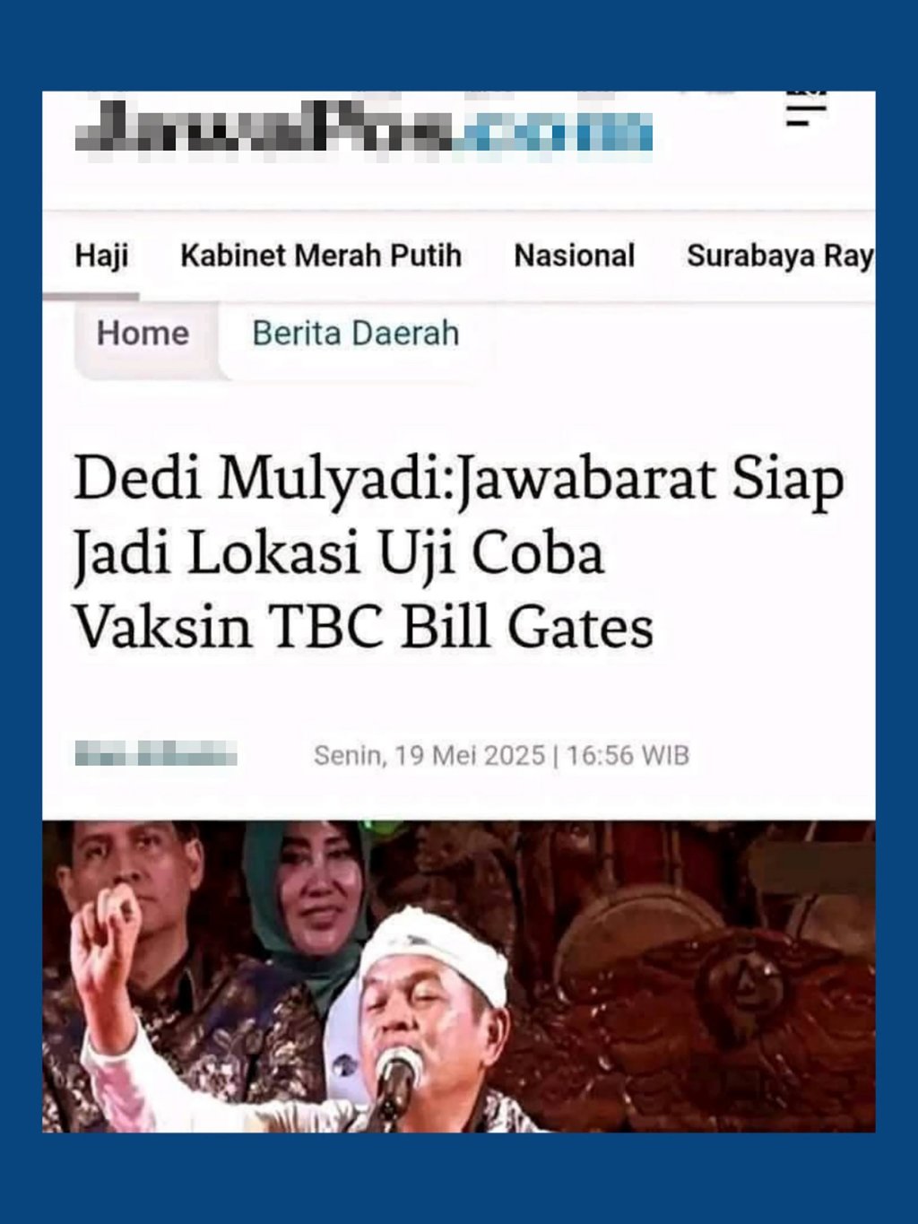 Periksa Fakta Hoaks Dedi Mulyadi Siap Jadikan Jawa Barat Lokasi Uji Coba Vaksin TBC. Periksa Fakta Jawa Barat Lokasi Uji Coba Vaksin TBC