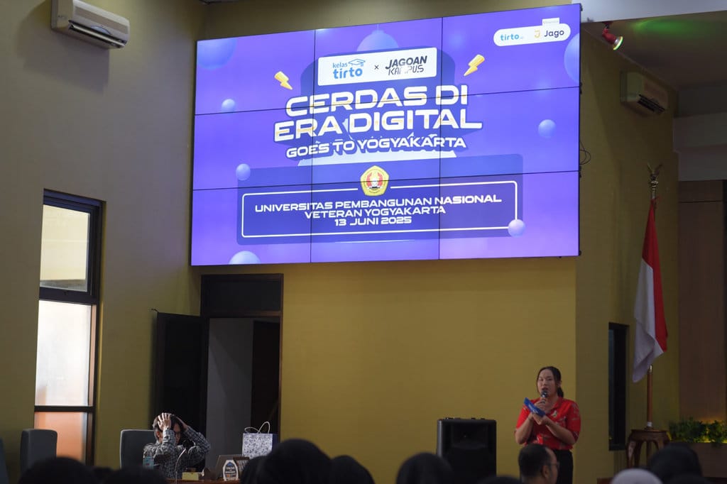 Kelas Tirto x Jagoan Kampus 'Cerdas di Era Digital Goes to Yogyakarta' di UPN Veteran Yogyakarta pada Kamis (12/6/2025). tirto.id/Amir Fuadi Kelas Tirto UPN Yogyakarta