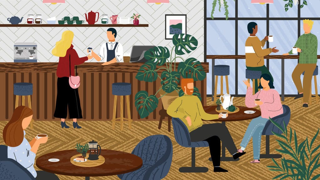 Ilustrasi kedai kopi. FOTO/iStockphoto Ilustrasi Kedai Kopi