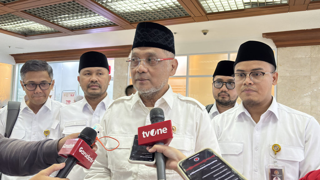 Kepala Badan Penyelenggara Haji (BP Haji), Mochamad Irfan Yusuf di Gedung DPR RI, Jakarta, Senin (7/7/2025). tirto.id/Nabila Ramadhanty Putri Darmadi. Mochamad Irfan Yusuf