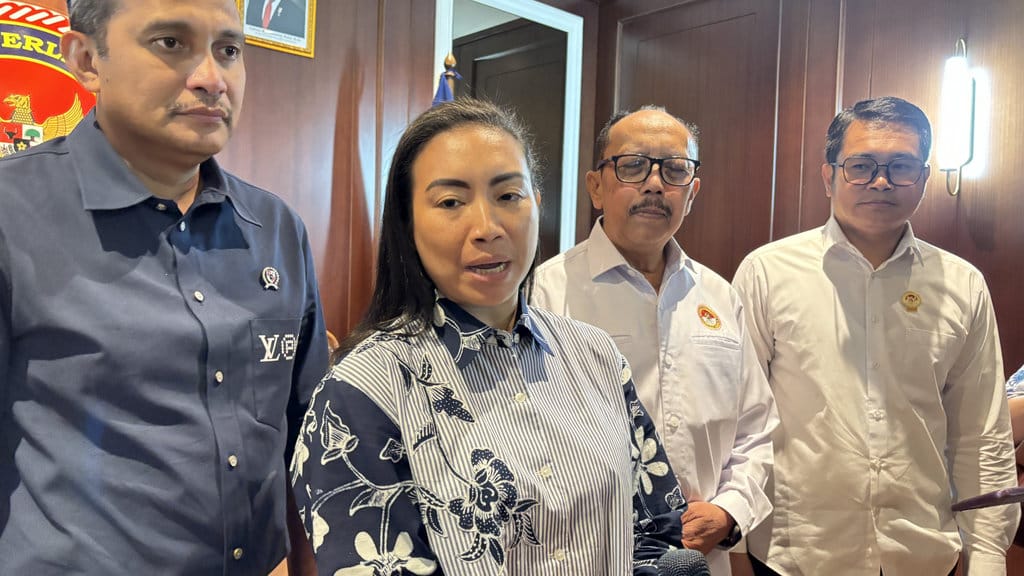 Ketua Umum Jaringan Nasional (Jarnas) Anti Perdagangan Orang, Rahayu Saraswati Djojohadikusumo di Kantor LPSK, Jakarta Timur, Kamis (30/7/2025). Tirto.id/Nabila Ramadhanty Putri Darmadi. Rahayu Saraswati Djojohadikusumo