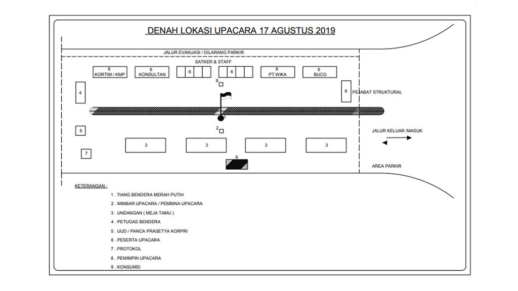 Denah Upacara Bendera Peringatan HUT RI. (FOTO/Istimewa) Denah Upacara Peringatan HUT RI