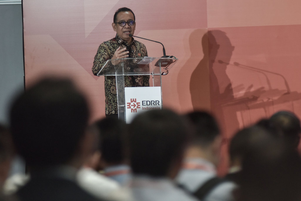 Menteri Koordinator Bidang Pembangunan Manusia dan Kebudayaan (Menko PMK) Pratikno. ANTARA FOTO/ Fakhri Hermansyah/nz Menko PMK hadiri pembukaan EDRR 2025
