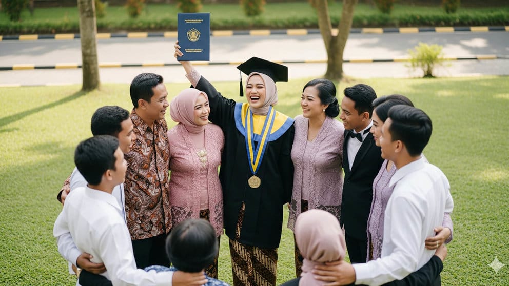 Ilustrasi wisuda. foto/Gemini AI Ilustrasi wisuda