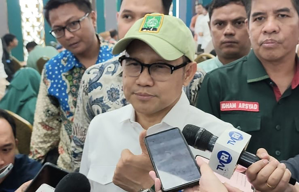 Menteri Koordinator Bidang Pemberdayaan Masyarakat (Menko PM) Muhaimin Iskandar alias Cak Imin, di Kantor DPP PKB, Jakarta Pusat, Rabu (24/9/2025). tirto.id/Umay Muhaimin Iskandar