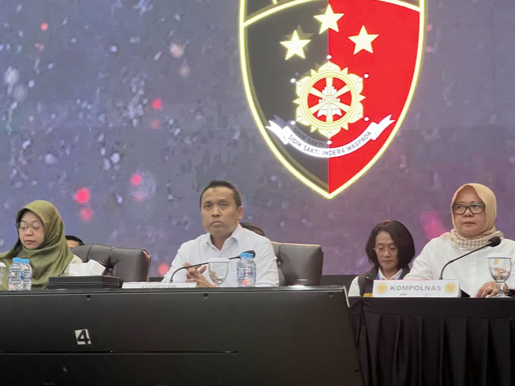 Kabareskrim Polri Komjen Syahardiantono dalam konferensi pers mengenai penanganan aksi ricuh akhir Agustus 2025, Rabu (24/9/2025). tirto.id/Ayu Mumpuni Komjen Syahardiantono