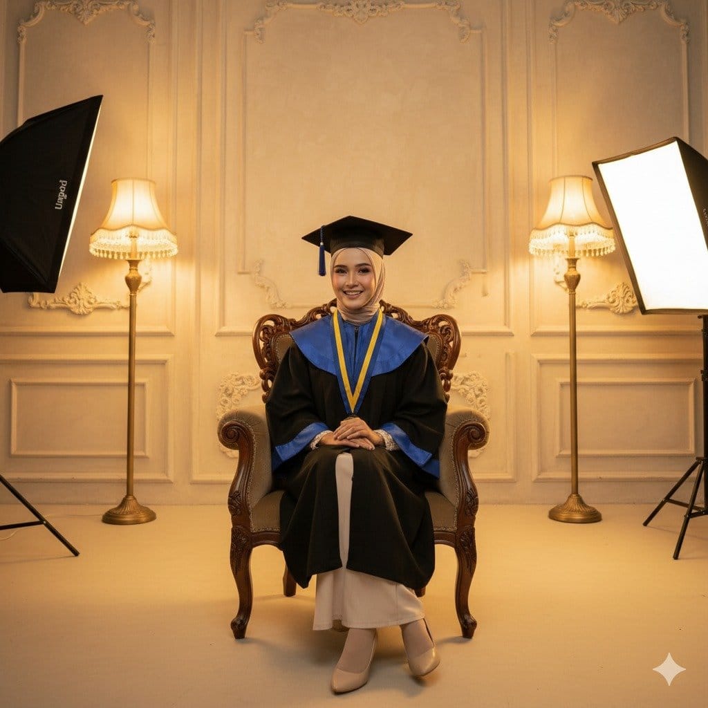 Prompt AI Foto Wisuda di Studio. foto/gemini ai Prompt AI Foto Wisuda di Studio