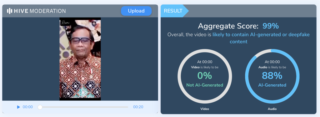 Hive Moderation Periksa Fakta Video hoaks Mahfud MD. Hive Moderation Periksa Fakta Video hoaks Mahfud MD