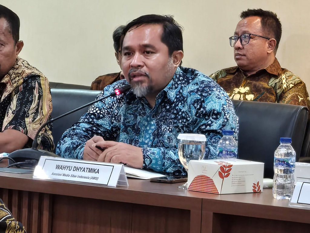 Ketua Umum AMSI, Wahyu Dhyatmika, saat audiensi dengan Komite Percepatan Reformasi Polri, di Gedung Sekretariat Negara, pada Rabu (26/11/2025). foto/Dok. AMSI Wahyu Dhyatmika