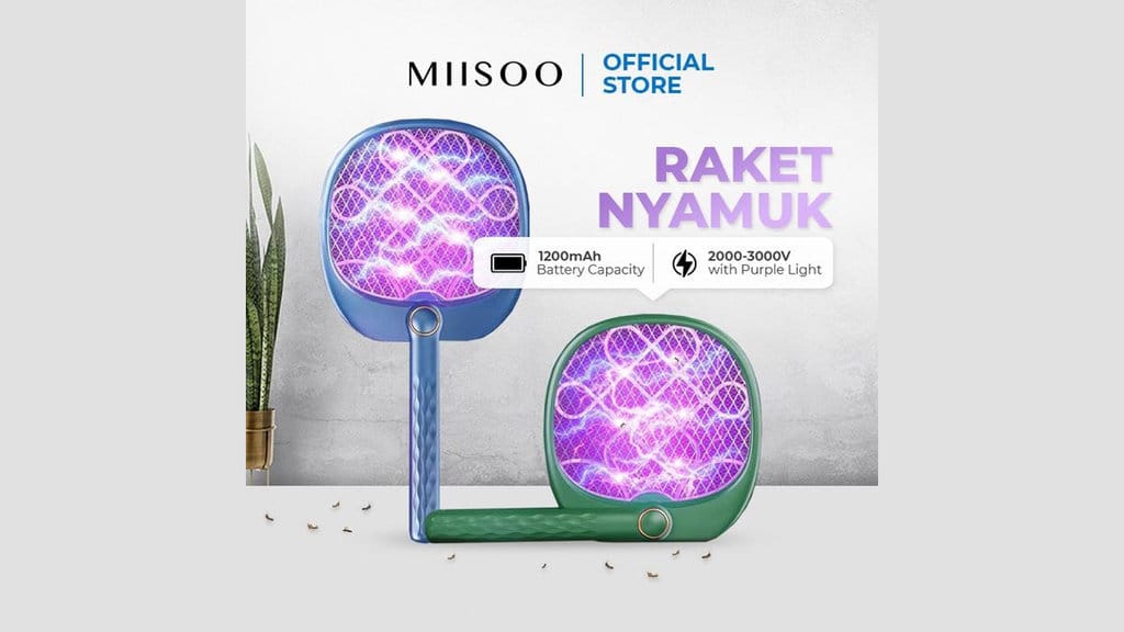 MIISOO Raket Nyamuk Elektrik Lipat. (FOTO/tokopedia.com) MIISOO Raket Nyamuk Elektrik Lipat