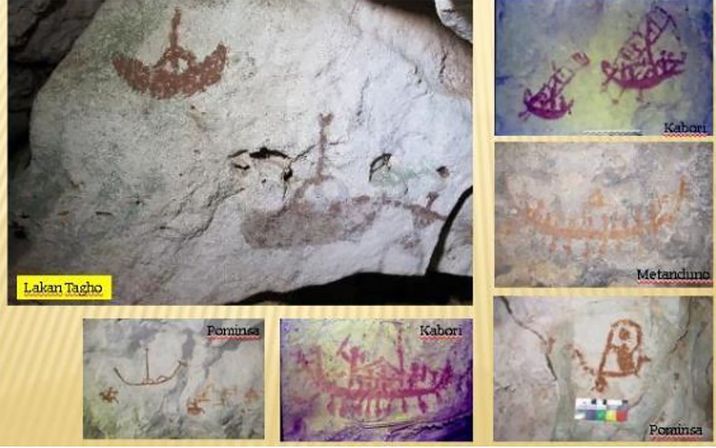 Motif perahu pada gua-gua di kawasan karst Pulau Muna. KTI/Kemdikbud/Adhi AGus Motif Perahu pada Gua