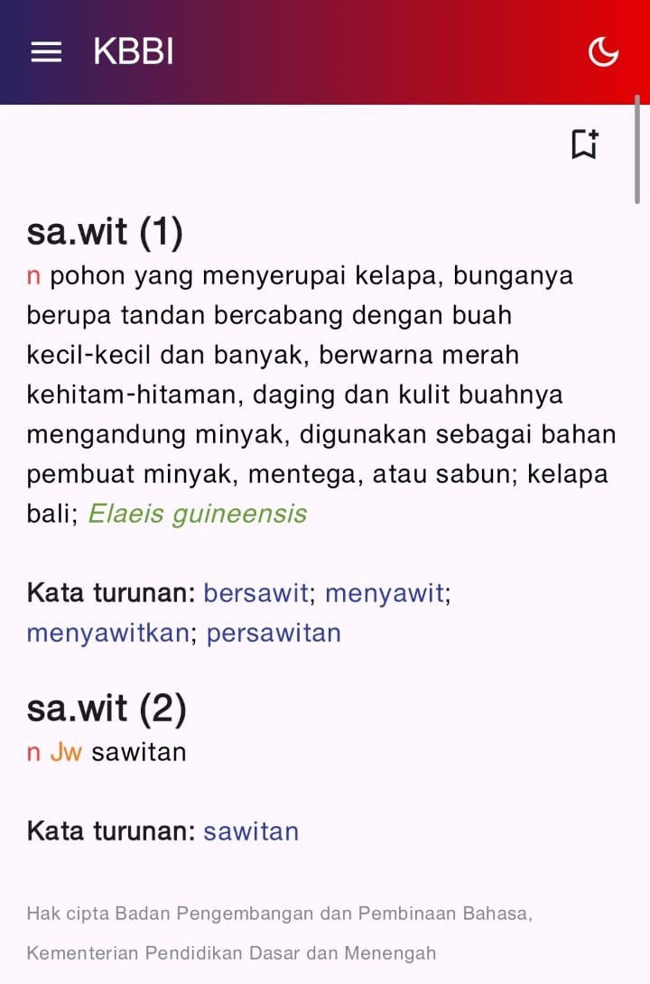 Definisi Sawit di KBBI VI Definisi Sawit KBBI VI
