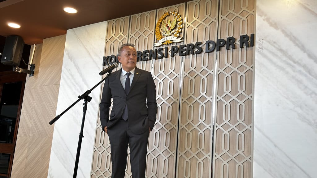 Wakil Ketua Umum Partai NasDem, Saan Mustopa di Gedung DPR RI, Jakarta, Selasa (10/2/2026). tirto.id/Nabila Ramadhanty Putri Darmadi. Saan Mustopa di Gedung DPR RI
