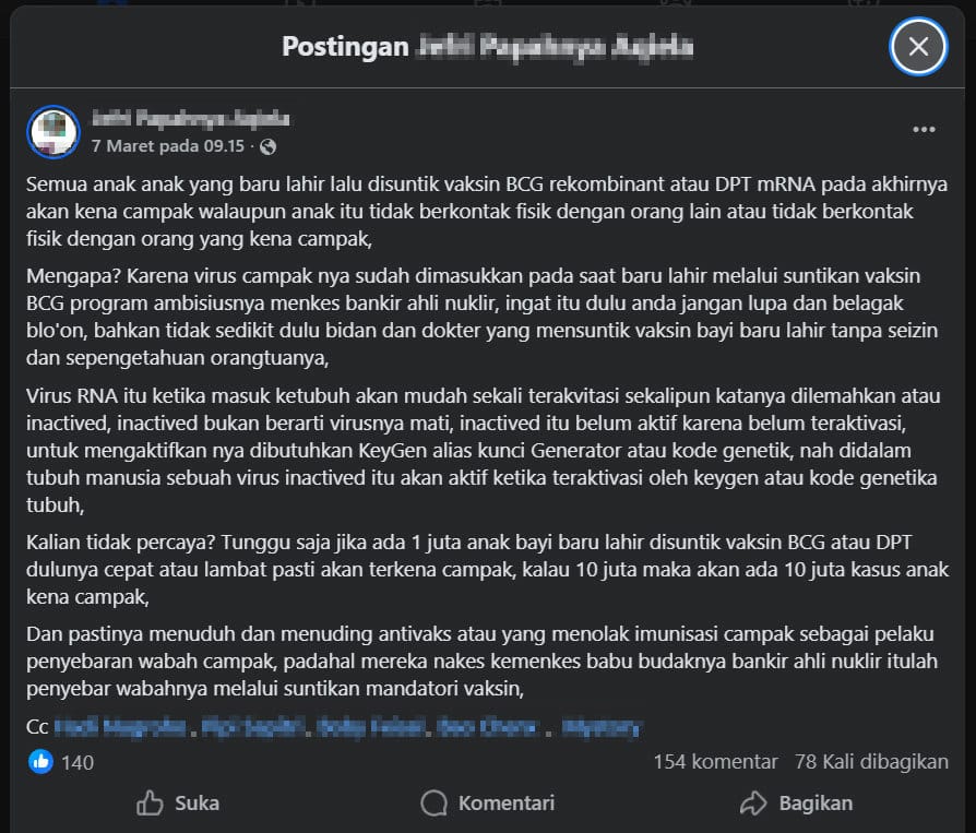 Periksa Fakta Vaksin Campak