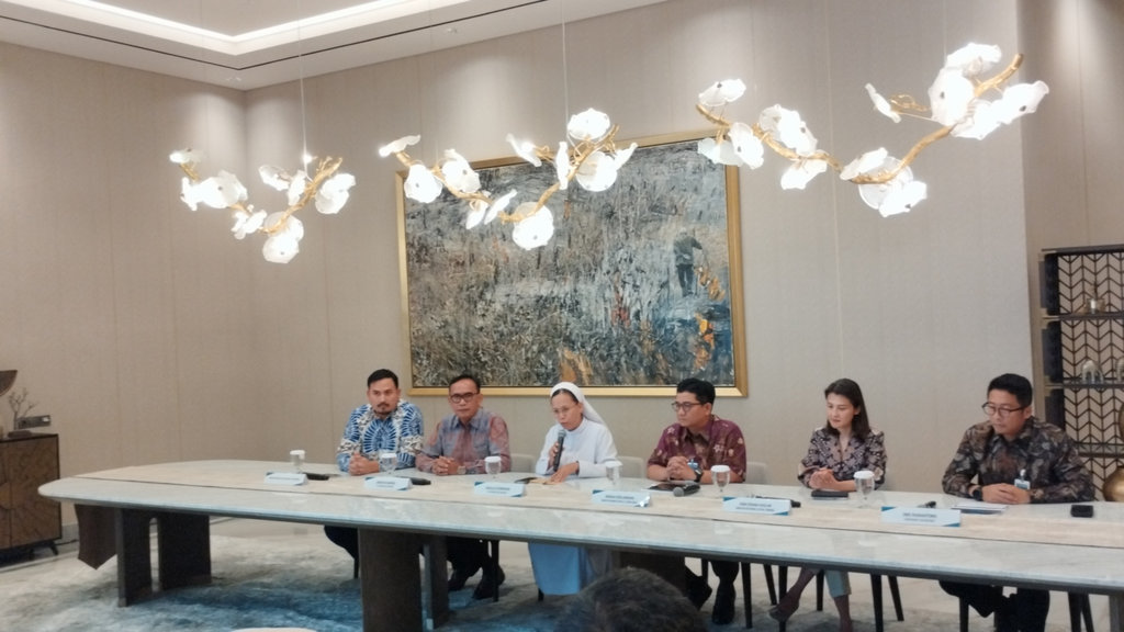 PT Bank Negara Indonesia (Persero) Tbk atau BNI telah menyelesaikan proses pengembalian dana secara penuh kepada Credit Union (CU) Paroki Aek Nabara dalam konferensi pers di GRHA BNI, Jakarta, Rabu (22/4/2026). tirto.id/Nanda Aria Putra BNI Kembalikan Full Uang Gereja Aek Nabara