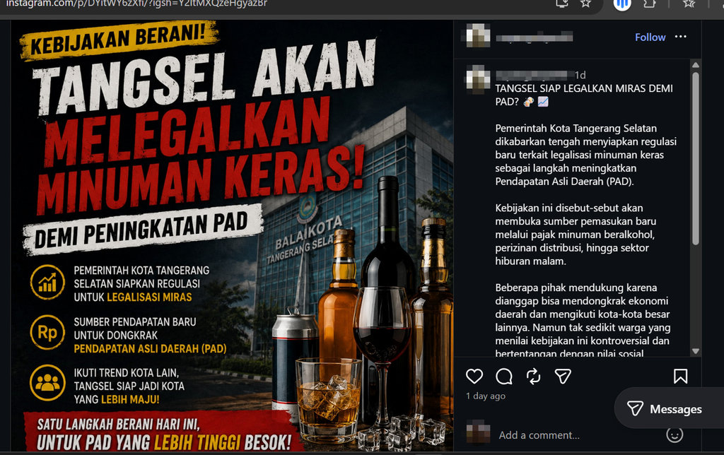 periksa fakta Miras Pemkot Tangsel periksa fakta Miras Pemkot Tangsel