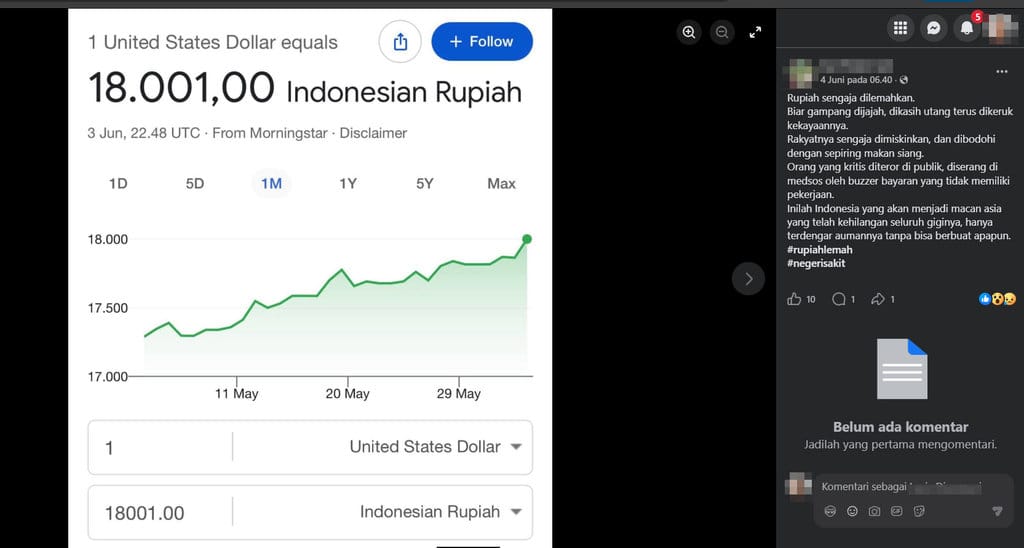 Periksa Fakta Rupiah sengaja dilemahkan.. foto/hotline periksa fakta tirto Periksa Fakta Rupiah sengaja dilemahkan.