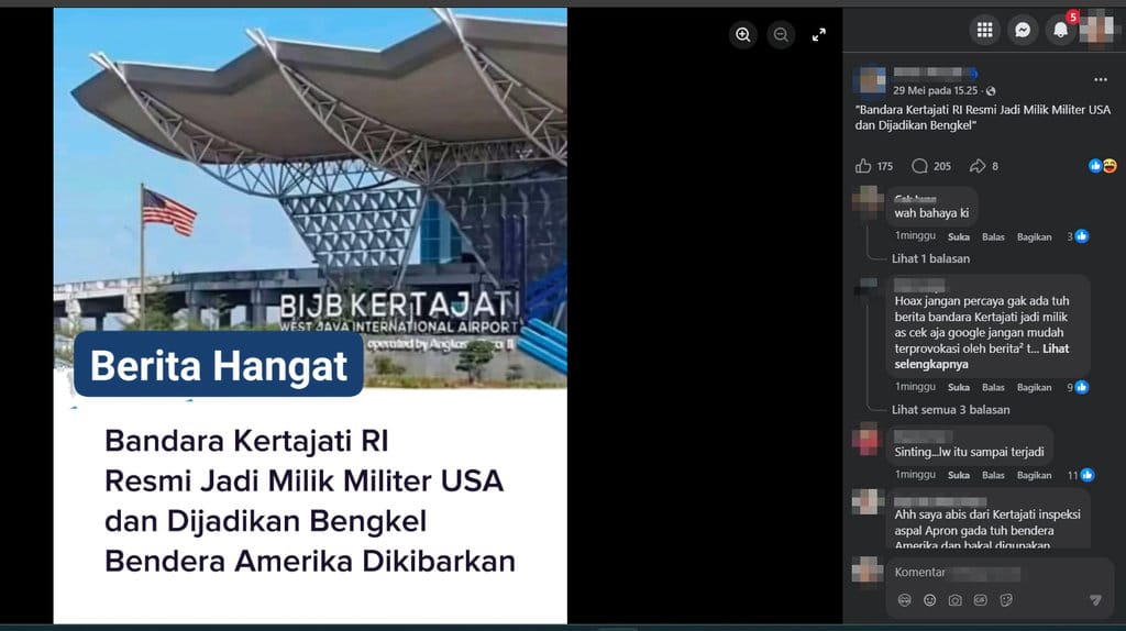 Periksa Fakta Bandara Kertajati Jadi Milik AS. foto/Hotline periksa fakta tirto Periksa Fakta Bandara Kertajati Jadi Milik AS
