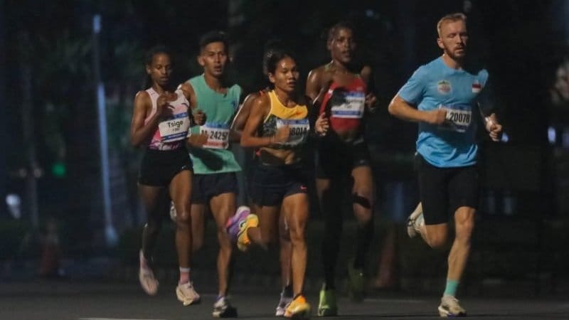 Peserta BTN Jakarta International Marathon (JAKIM) 2026 di Silang Barat Laut Monas, Jakarta Pusat, Minggu (14/6/2026). ANTARA/HO-Pemprov DKI Jakarta. BTN Jakarta International Marathon (JAKIM) 2026