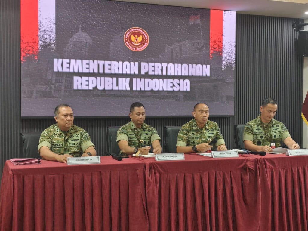 Kepala BPSDM Pertahanan Kemhan, Mayjen TNI Ketut Gede Wetan Pastia dalam konferensi pers di kantor Kemhan, Jakarta, Sabtu (27/6/2026). tirto.id/M Fajar Nur Konpers Korban Meninggal Latsarmil Kopdes