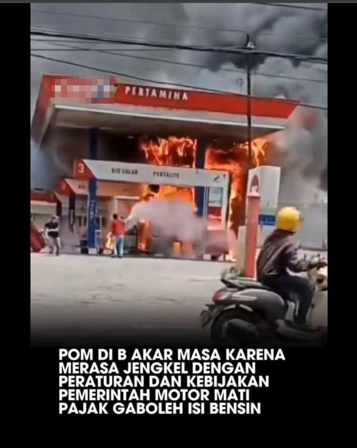 Periksa Fakta SPBU Terbakar. foto/hotline periksa fakta tirto Periksa Fakta SPBU Terbakar