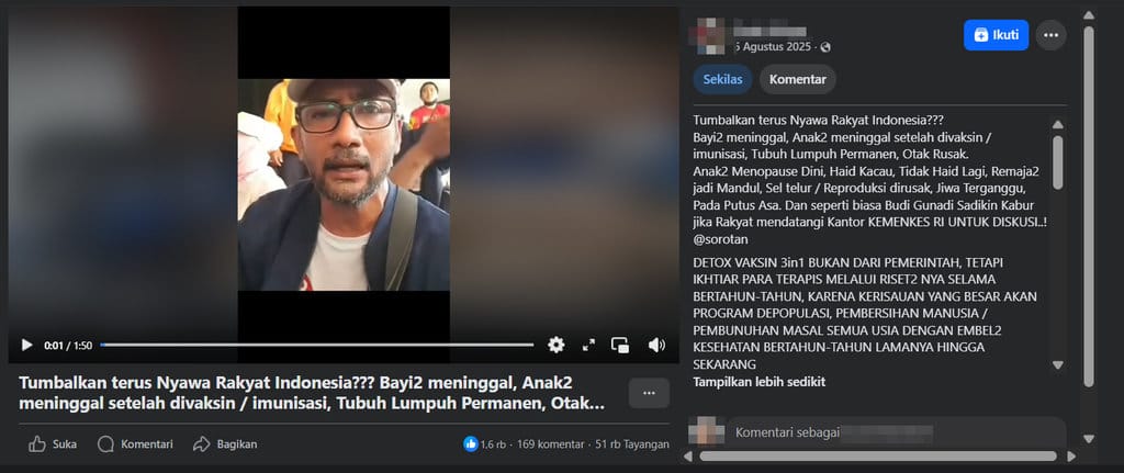 Periksa Fakta vaksin HPV membahayakan nyawa anak. foto/hotline periksa fakta tirto Periksa Fakta vaksin HPV membahayakan nyawa anak