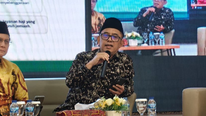 Direktur Jenderal Bina Penyelenggaraan Haji dan Umrah Puji Raharjo dalam acara Diseminasi Pemantauan Haji Inklusif 2026 pada Selasa (21/07/2026). tirto.id/M. Irfan Al Amin Puji Raharjo Diseminasi Pemantauan Haji Inklusif 2026