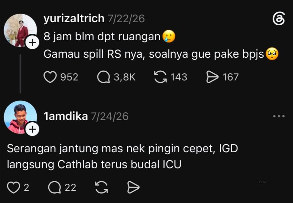 Komentar nirempati di utas Threads milik mendiang Yurizal. Threads/Sunyidibaliksenyum Komentar Nirempati di Threads Yurizal