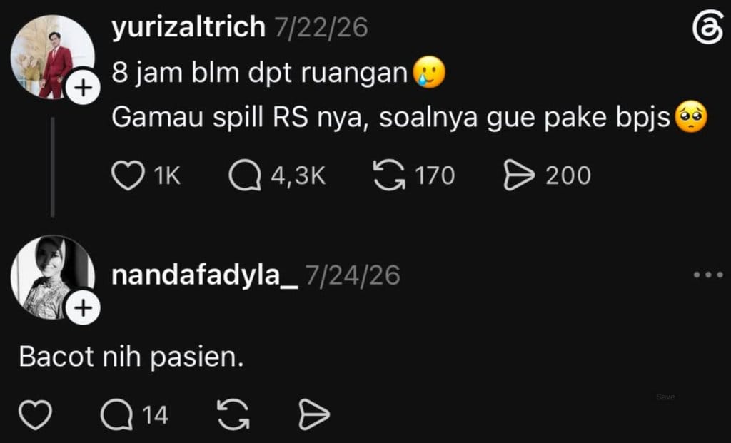 Komentar nirempati di utas Threads milik mendiang Yurizal. Threads/Sunyidibaliksenyum Komentar Nirempati di Threads Yurizal