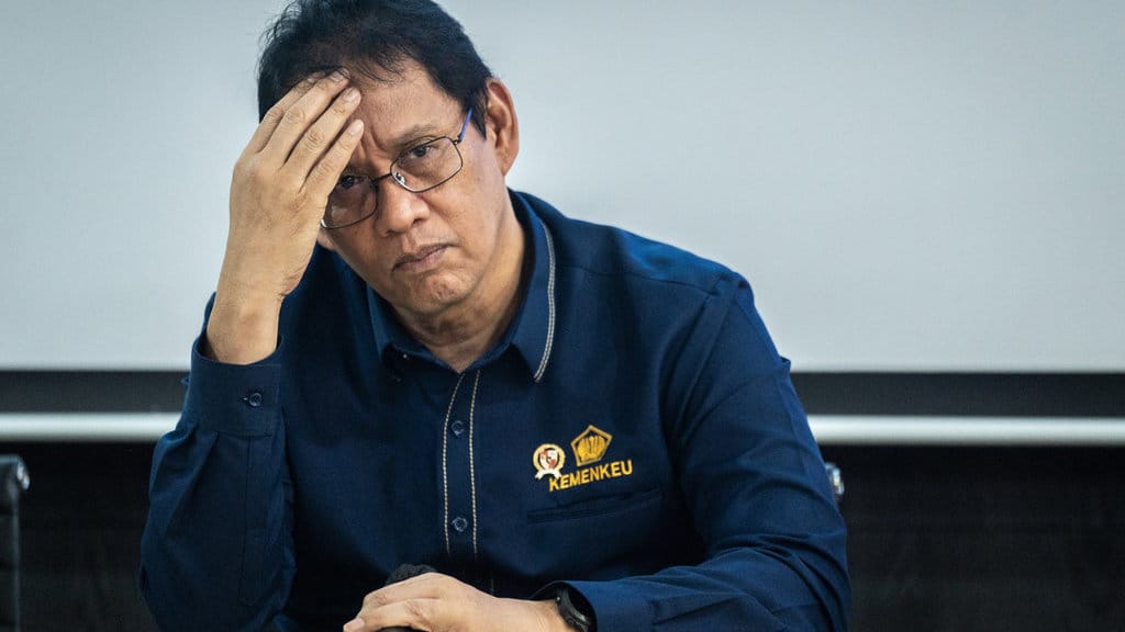Menteri Keuangan Purbaya Yudhi Sadewa menjawab pertanyaan wartawan saat konferensi pers di Kantor Kementerian Keuangan, Jakarta, Rabu (5/8/2026). ANTARA FOTO/Bayu Pratama S/nym. Konferensi pers Kementerian Keuangan