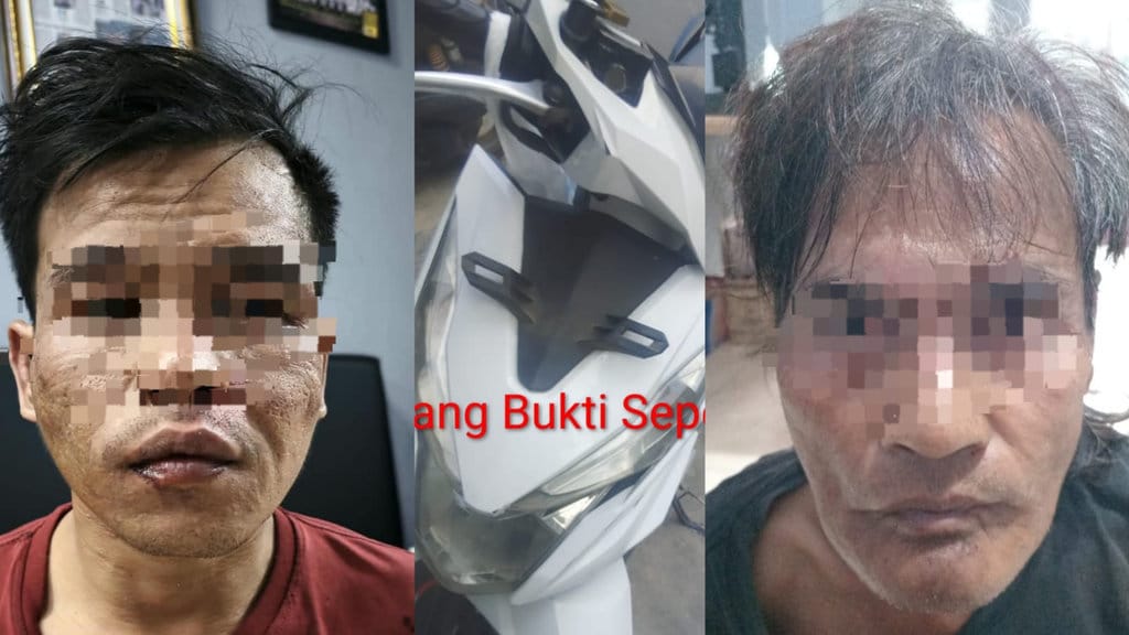 Dua dari tiga pelaku begal anggota polisi beserta barang ditangkap polisi, Senin (10/8/2026). FOTO/Istimewa Pelaku Begal Anggota Polisi