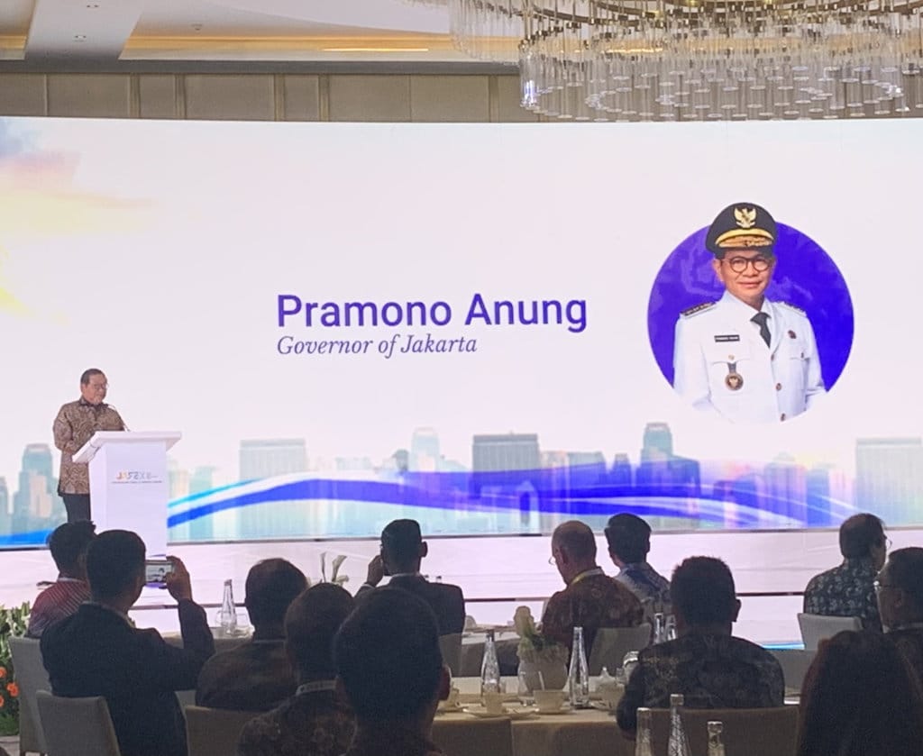 Gubernur DKI Jakarta Pramono Anung saat ditanya salah satu rencana pengembangan interkoneksi Provinsi DKI Jakarta tersebut dalam agenda Jakarta Asset Forum & Expo 2026, Selasa (11/8/2026). tirto.id/Huda Pramono Anung di Jakarta Asset Forum & Expo 2026