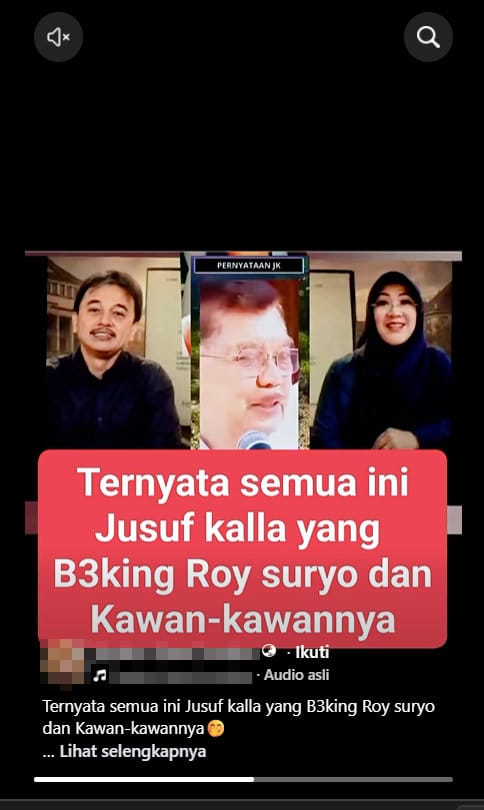 Periksa Fakta JK Menandai Roy Suryo.. foto/hotline periksa fakta tirto Periksa Fakta JK Menandai Roy Suryo.