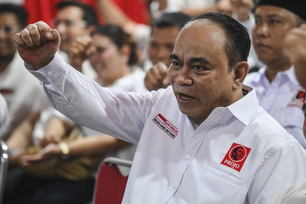 Ketua Umum Projo Budi Arie Setiadi menghadiri perayaan HUT ke-12 Projo di Jakarta, Minggu (23/8/2026). Dalam perayaan tersebut, Projo menegaskan dukungannya terhadap program pemerintahan Presiden Prabowo Subianto dan Wakil Presiden Gibran Rakabuming Raka, termasuk pemberantasan korupsi. ANTARA FOTO/Hafidz Mubarak A/kye Perayaan HUT ke-12 Projo