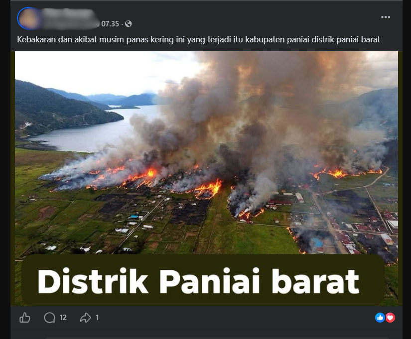Periksa Fakta Kebakaran Papua. foto/hotline periksa fakta tirto Periksa Fakta Kebakaran Papua