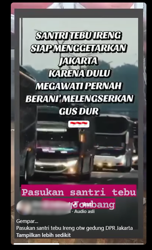 Periksa Fakta Santri Tebu Ireng Ikut Demo. foto/hotline periksa fakta tirto Periksa Fakta Santri Tebu Ireng Ikut Demo