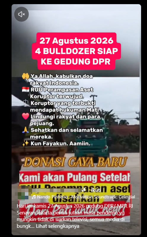 Periksa Fakta 4 buldozer ke gedung DPR. foto/hotline periksa fakta tirto Periksa Fakta 4 buldozer ke gedung DPR