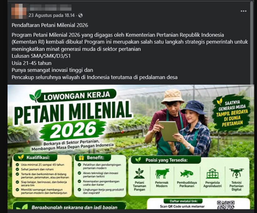 Periksa Fakta Petani Milenial 2026. foto/hotline periksa Fakta tirto Periksa Fakta Petani Milenial 2026