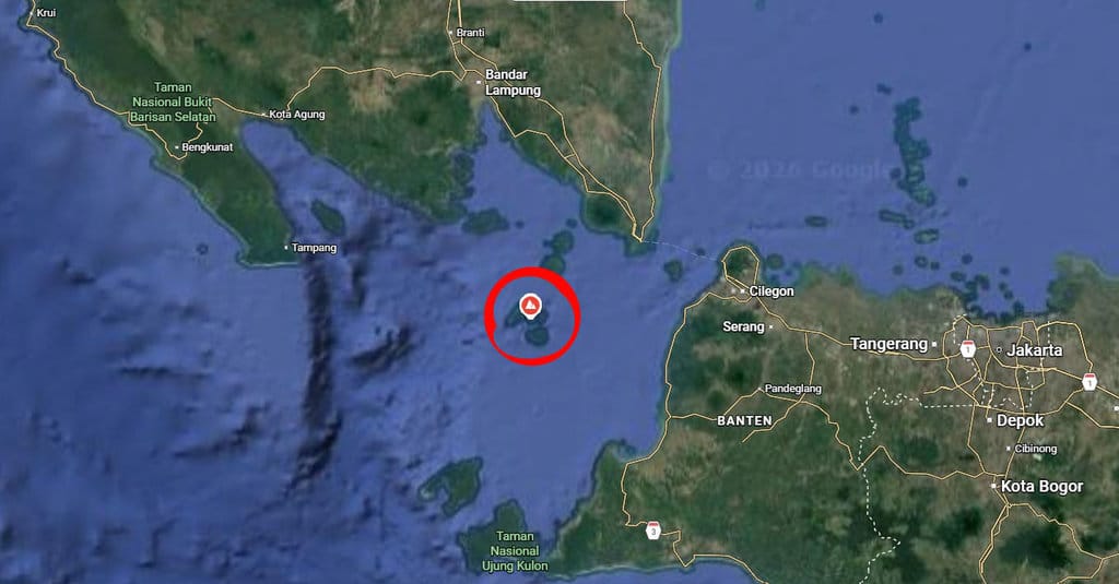 Peta Gunung Krakatau. foto/Googlemaps Peta Gunung Krakatau