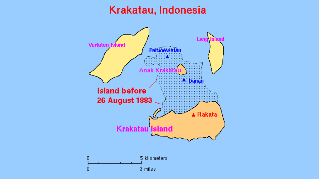 Peta Gunung Krakatu dari dekat. wikimedia/USGS Peta Gunung Krakatau dari dekat