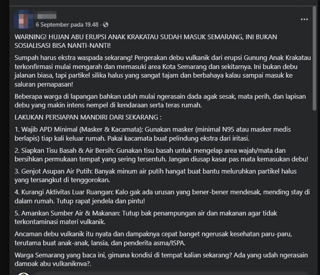periksa fakta Abu Vulkanik Sampai Semarang Jateng. periksa fakta Abu Vulkanik Sampai Semarang - Jateng