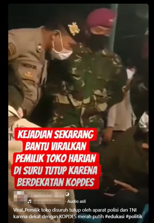 Periksa Fakta Toko disuruh Tutup. foto/Hotline periksa fakta tirto Periksa Fakta Toko disuruh Tutup