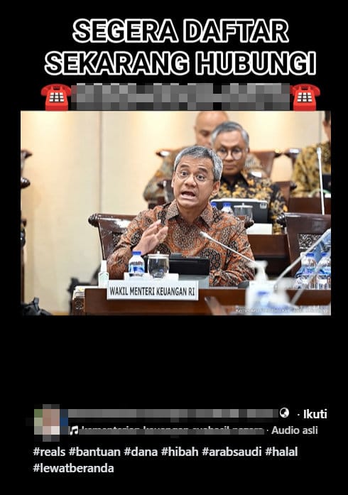 Periksa Fakta Dana Bantuan Suahasil Nazara. foto/Hotline periska fakta tirto Periksa Fakta Dana Bantuan Suahasil Nazara