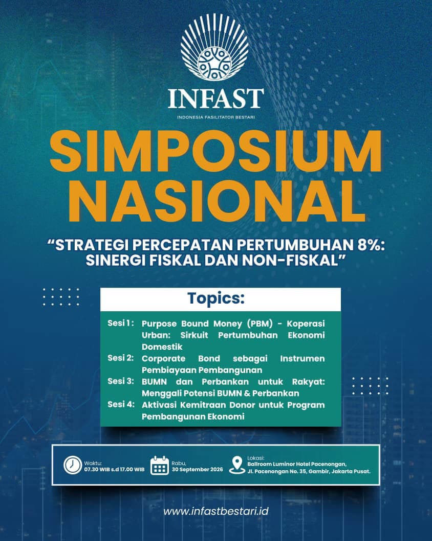 InFast Bestari menggelar Simposium 'Strategi Percepatan Pertumbuhan 8%: Sinergi Fiskal dan Non-Fiskal'. Foto/Dok. InFast Bestari. Header Infast Bestari